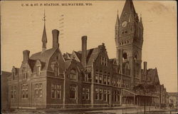 CM & ST. P. Station Milwaukee, WI Postcard Postcard