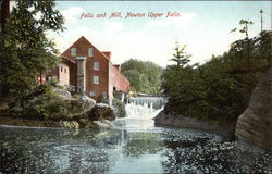 Falls and Mill Newton Upper Falls, MA Postcard Postcard