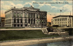 Public Library and Coliseum Postcard