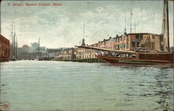 T. Wharf, Boston Harbor Postcard