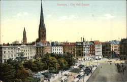 Hamburg - City Hall Square Postcard