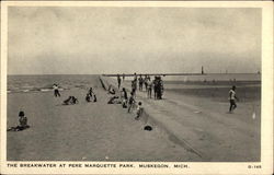 The Breakwater at Pere Marquette Park Muskegon, MI Postcard Postcard