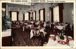 Poinsett Hotel - The Dining Room Greenville, SC Postcard Postcard