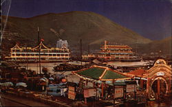 Night View of Floating Restaurants Aberdeen, Hong Kong China Postcard Postcard