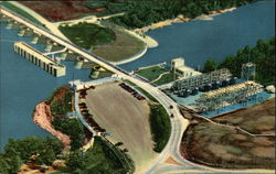 Aerial View of the Approach to Grand River Dam Postcard