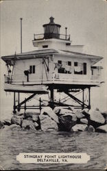 Stingray Point Lighthouse Deltaville, VA Postcard Postcard