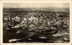 Aerial View of City and Cascade Mountains Seattle, WA Postcard Postcard