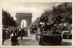 Liberation of Paris - Tanks of the Lectere Division on the Champs Elysee Postcard