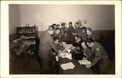 Soldiers Around Table Postcard