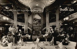 The Gorgeous Louis XIV Dining Salon of the France, French Line Interiors Postcard Postcard