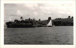 Sailboat along coast Les Cayes, Haiti Caribbean Islands Postcard Postcard