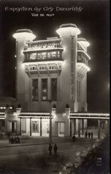 Vue de Nuit - The Arts Deco Exposition 1925 Exposition des Arts Decoratifs Postcard Postcard