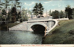 Bridge and Lake, Roger Williams Park Providence, RI Postcard Postcard