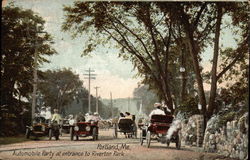 Automobile Party at Entrance to Riverton Park Postcard