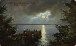 Moonlight Scene from Eastern Wharf Bustins Island, ME Postcard Postcard