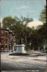 Longfellow Monument and State St Postcard