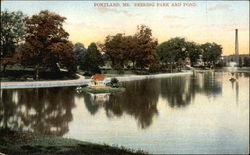 Deering Park and Pond Portland, ME Postcard Postcard