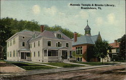 Masonic Temple & Brooks Library Postcard