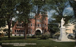 Spaulding High School and Burns Monument Postcard