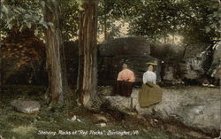 Shelving rocks at "Red Rocks" Postcard