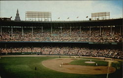 Cleveland Indians in action at Cleveland Municipal Stadium Ohio Postcard Postcard