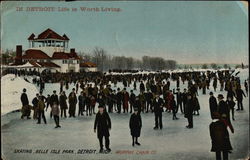 Skating, Belle Isle Park Detroit, MI Postcard Postcard