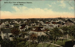 Bird's Eye View of Residence District Austin, MN Postcard Postcard