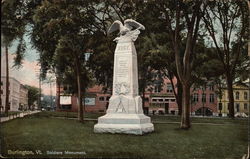 Soldiers Monument Burlington, VT Postcard Postcard