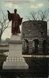 Old Stone Mill & Channing Statue Postcard