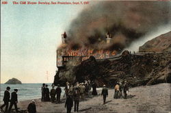 The Cliff House Burning Postcard