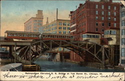 Metropolitan Elevated RR Bridge at Van Buren Street Chicago, IL Postcard Postcard