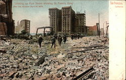 Looking up Post Street showing St. Francis Hotel Postcard