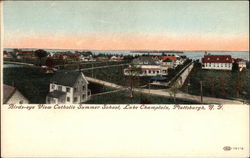 Birds'eye View Catholic Summer School, Lake Champlain Plattsburgh, NY Postcard Postcard