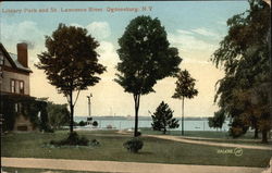 Library Park and St. Lawrence River Postcard