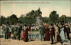 View, Showing Washington Monument, Public Garden Postcard