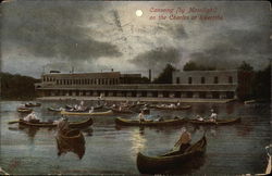 Canoeing (by Moonlight) on the Charles at Riverside Cambridge, MA Postcard Postcard