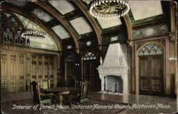 Interior of Parish House, Unitarian Memorial Church Postcard