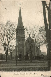 Catholic Church Greenfield, MA Postcard Postcard