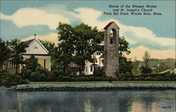 Shrine of the Blessed Mother and St. Joseph's Church From Eel Pond Woods Hole, MA Postcard Postcard