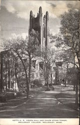 Hetty H.R. Green Hall and Galen Stone Tower, Wellesley College Massachusetts Postcard Postcard