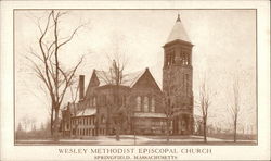 Wesley Methodist Episcopal Church Springfield, MA Postcard Postcard