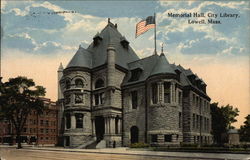 Memorial Hall, City Library Lowell, MA Postcard Postcard