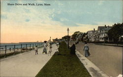 Shore Drive and Walk Lynn, MA Postcard Postcard