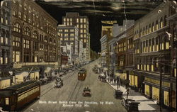 Main Street South From the Junction, by Night Kansas City, MO Postcard Postcard