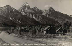 Teton Peak From Chapel At Tlhe Smake River Jackson, WY Postcard Postcard