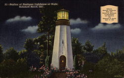 Replica of Henlopen Lighthouse at Night, Rehoboth Beach, Del Postcard