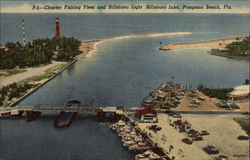 Charter Fishing Fleet and Hillsboro Light Pompano Beach, FL Postcard Postcard