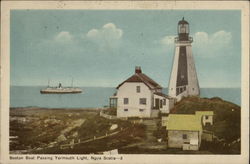 Boston Boat Passing Yarmouth Light Postcard