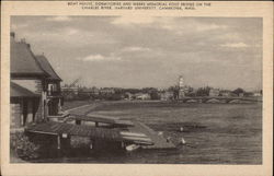 Boat House, Dormitories and Weeks Memorial Foot Bridge, Harvard University Cambridge, MA Postcard Postcard