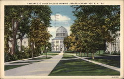 Entrance to Union College Sowing Library Schenectady, NY Postcard Postcard